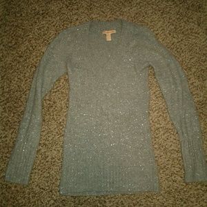 Juniors grey sweater with silver threading